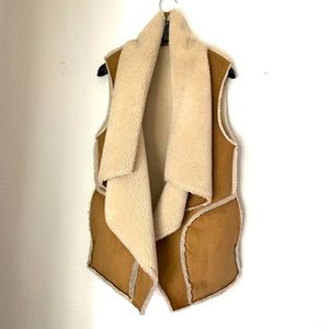 Reversible Faux Shearling and Suede Vest